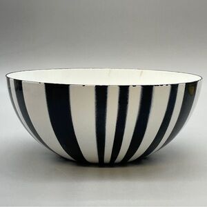Cathrineholm of Norway Black and White Striped Metal Enameled Bowl 8” MCM